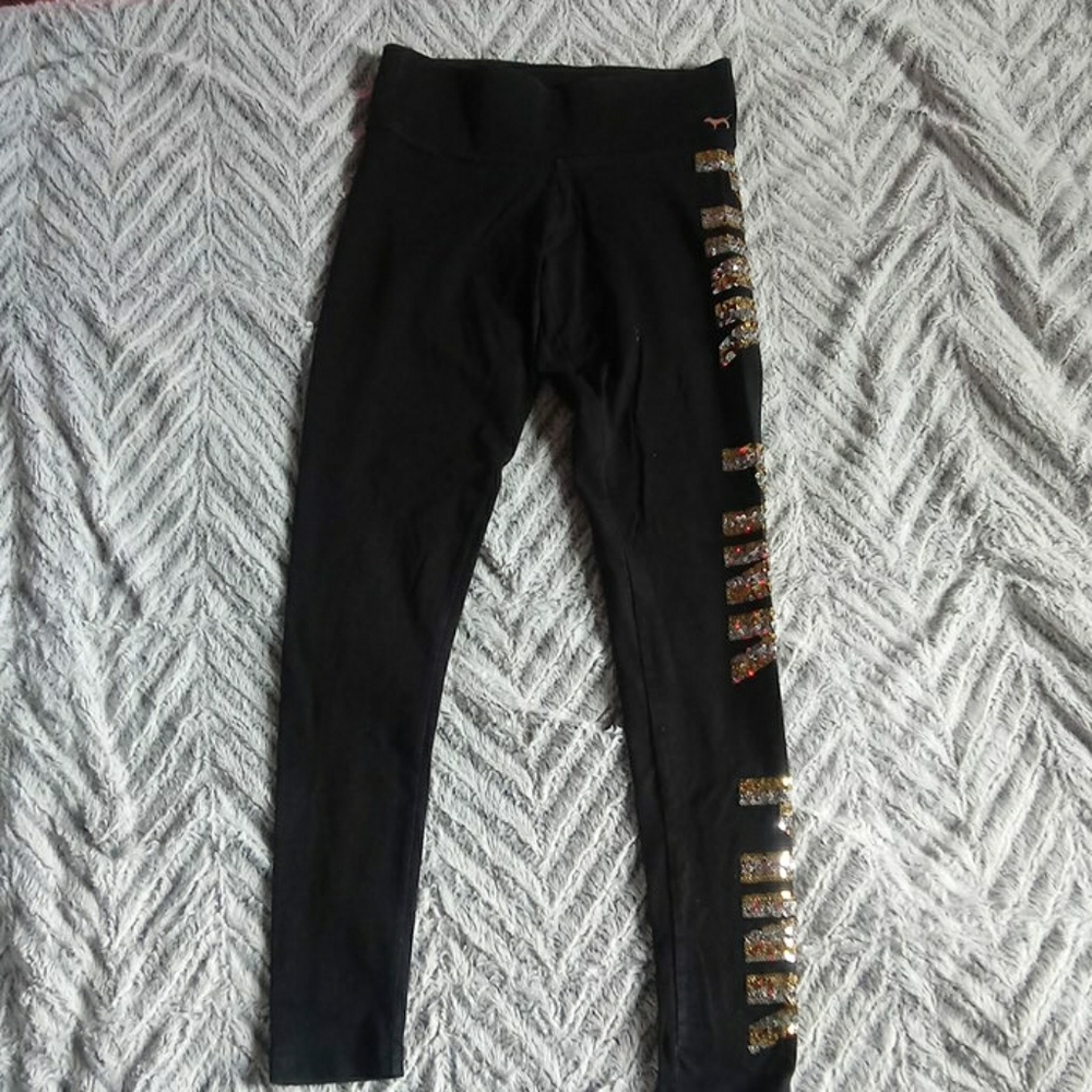 Black pink leggings